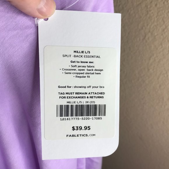 NWT Fabletics Women's Millie L/S Split-Back Essential Top ~ Size 3X/22 - Picture 5 of 5